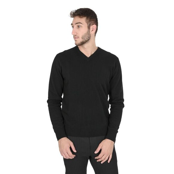 Crown of Edinburgh Cashmere VNeck Cashmere Sweater Classic Style Men Black - Picture 3 of 7